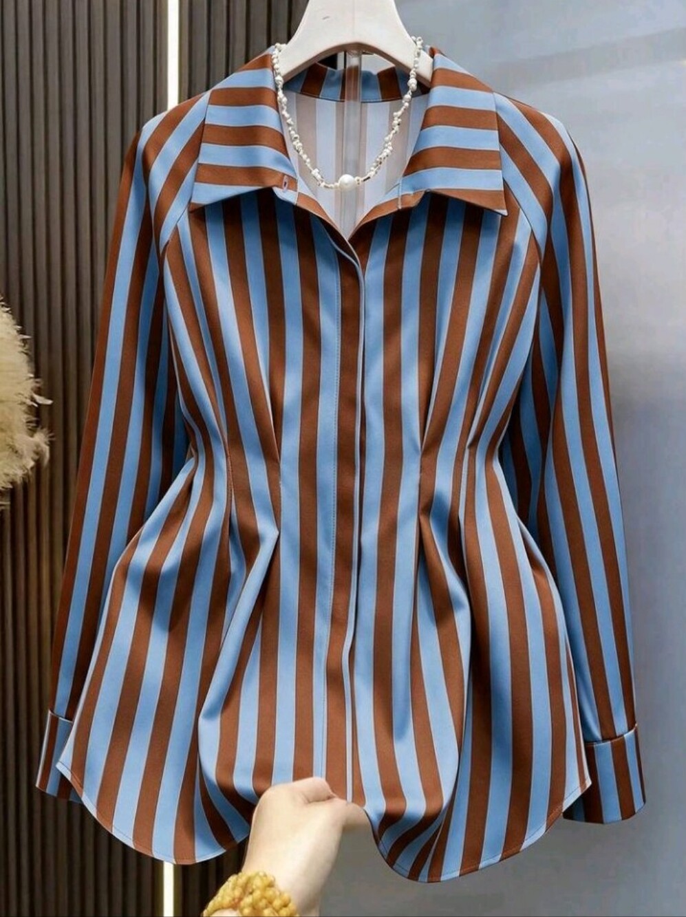 Autumn/Winter Metal Button Raglan Sleeve Long Sleeve Shirt, Vintage Bohemian